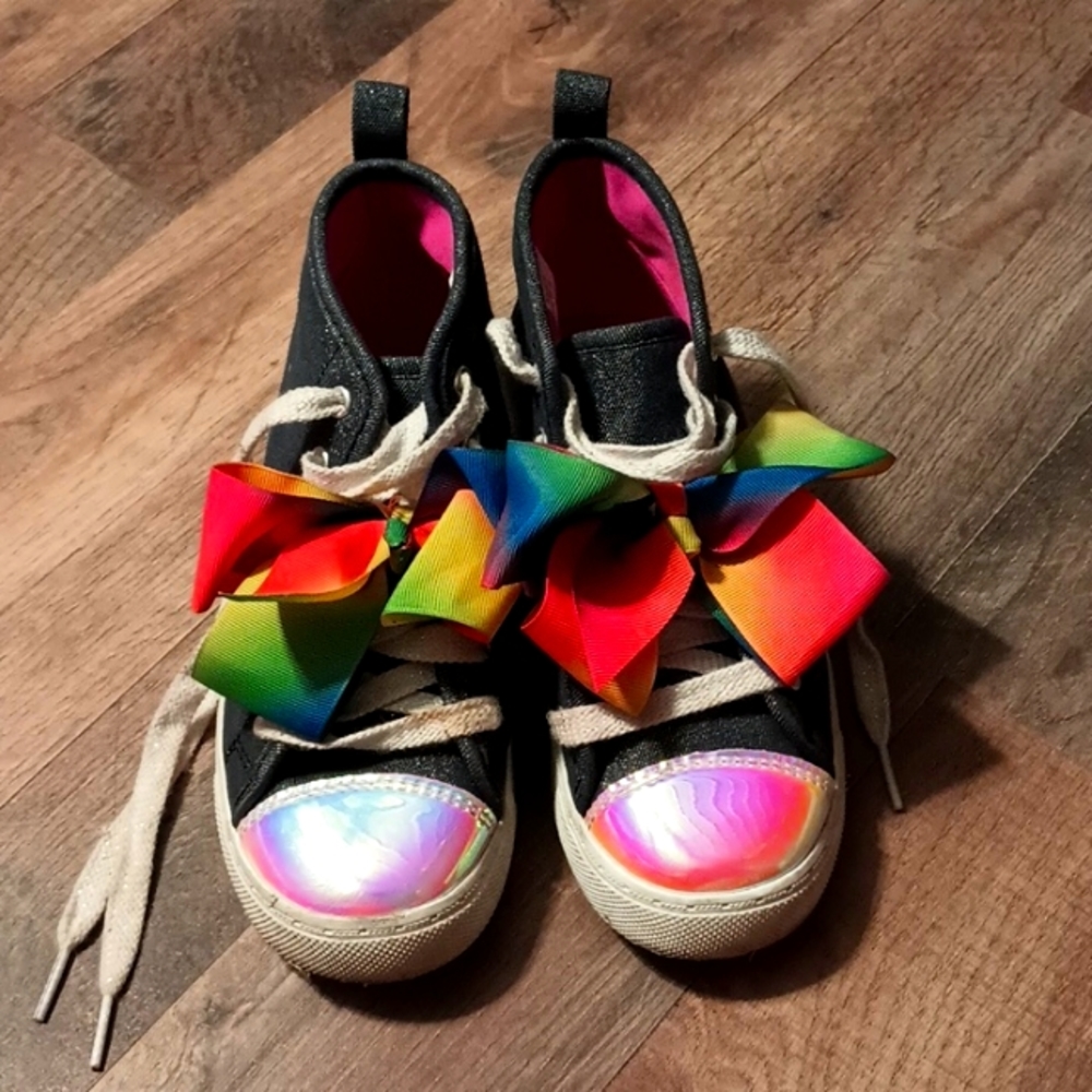 Jojo siwa blue jean rainbow colors bow ankle top shoes - Picture 1 of 5